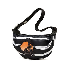 Women's Casual Crossbody Shoulder Bag - Black and White Striped